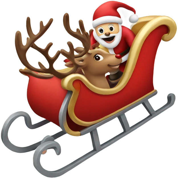 Sleigh with reindeer and Santa flying emoji