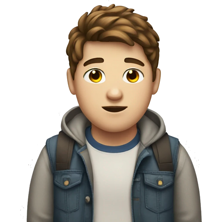 Teenage boy with brown hair who is overweight  emoji