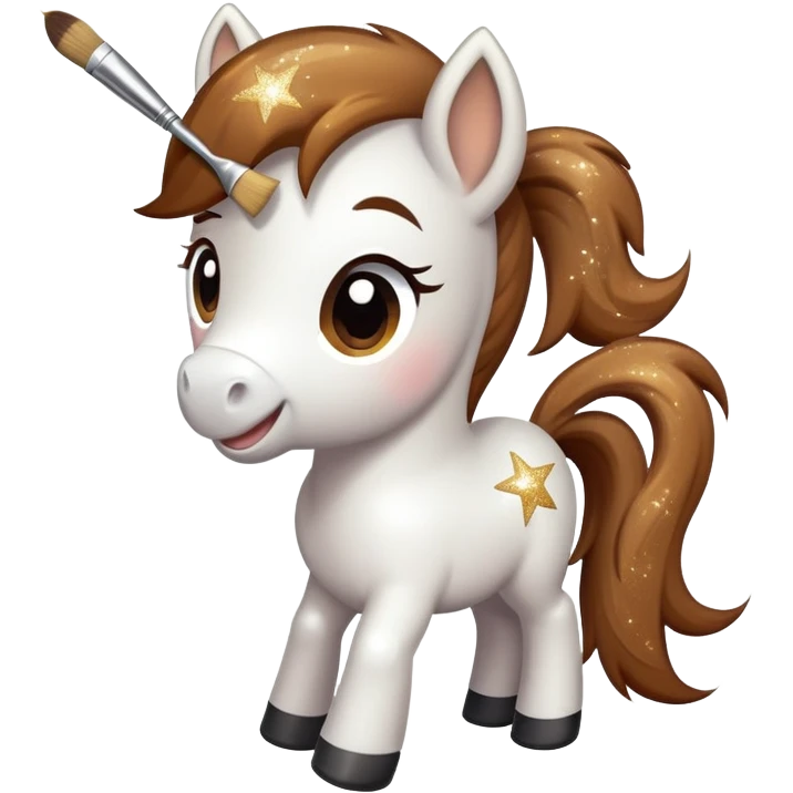 happy pony with a brush and sparkles emoji