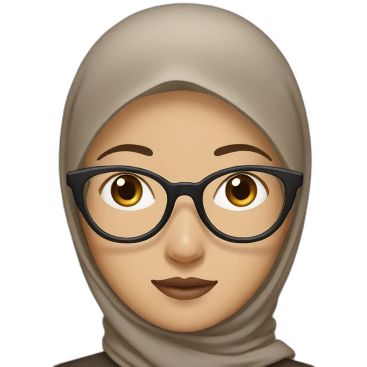 asian woman with mocha hijab and glasses emoji