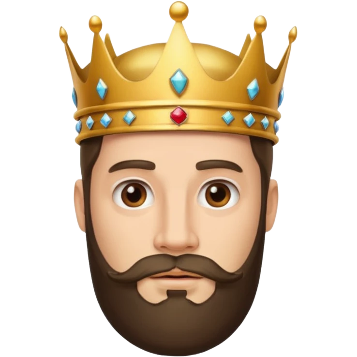 King with crown and beared with white background  emoji