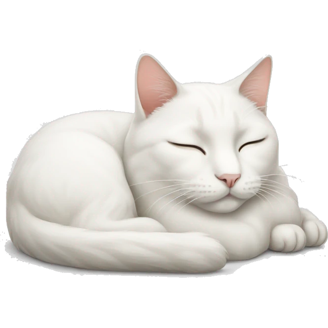 white cat sleeping emoji