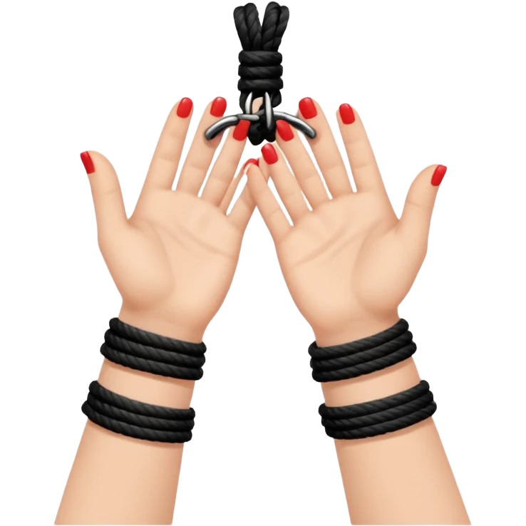 Woman’s hands tied with black rope  emoji
