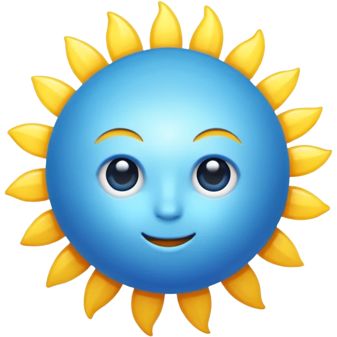 A blue realistic sun emoji