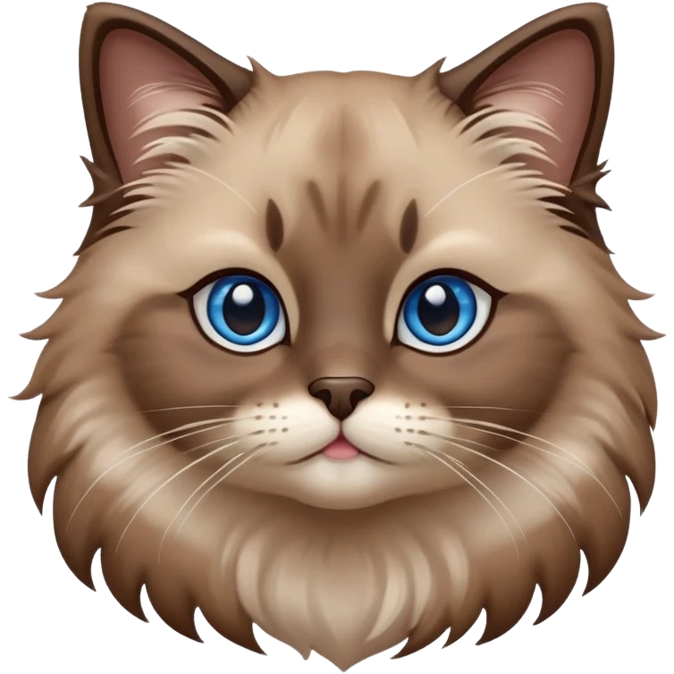 cinematic-adorable-fluffy-brown-ragdoll-cat-portrait-emoji,-head-tilted-cutely-with-big,-sparkling-blue-eyes,-soft-brown-seal-colored-fur-with-darker-points-on-the-ears,-face,-and-paws,-simplified-yet-irresistibly-adorable-features, emoji