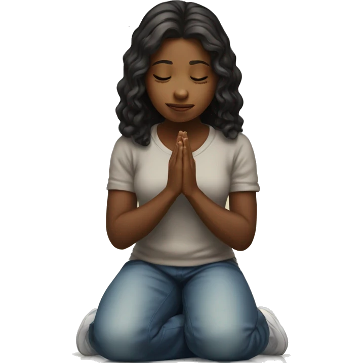 Girl on her knees prays emoji