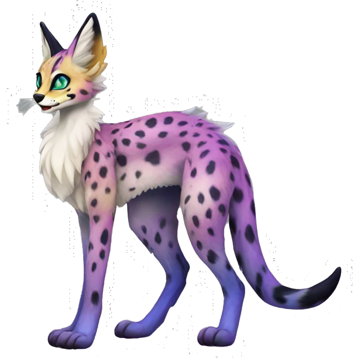 Epic Edgy Colorful ethereal eldritch Sergal-Serval-Fionbri full body emoji