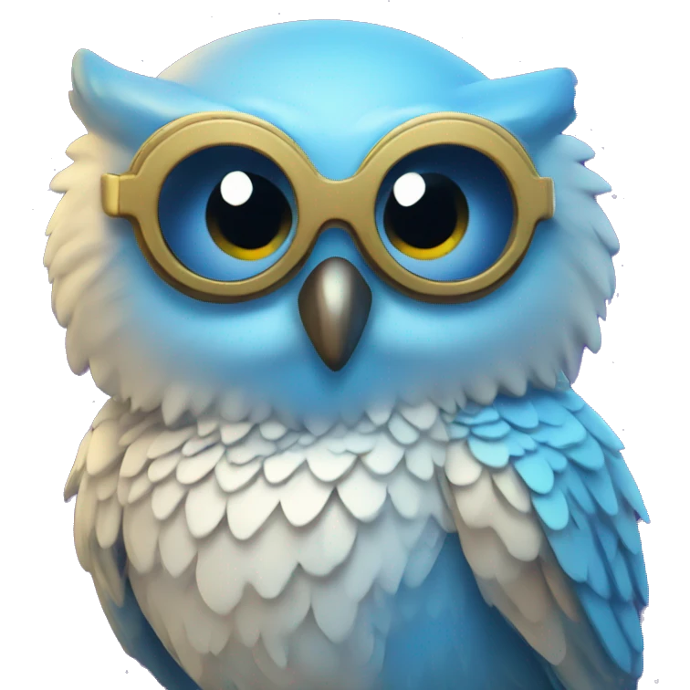 groovy blue owl with disco outfit emoji