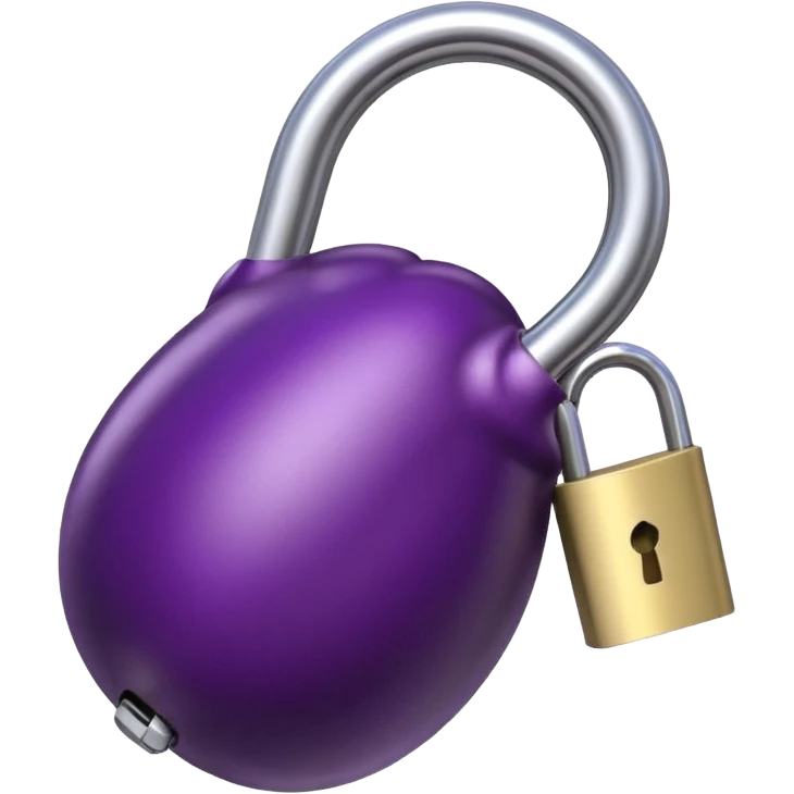 eggplant in chastity cage with padlock emoji