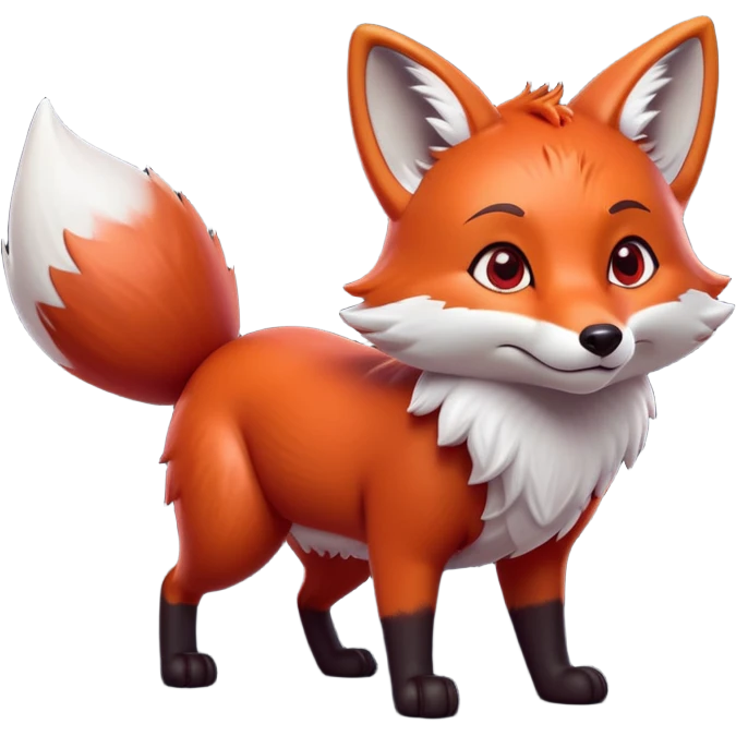 cinematic-noble [fox]-realistic-full-body-standing on all fours-emoji,-tail-tucked-close,-head-tilted-dramatically,-fox-[red]-fur,-simplified-yet-realistic-focused-features,-highly-detailed,-glowing-with-an-almost-sarcastic-glow  expressive eyes emoji