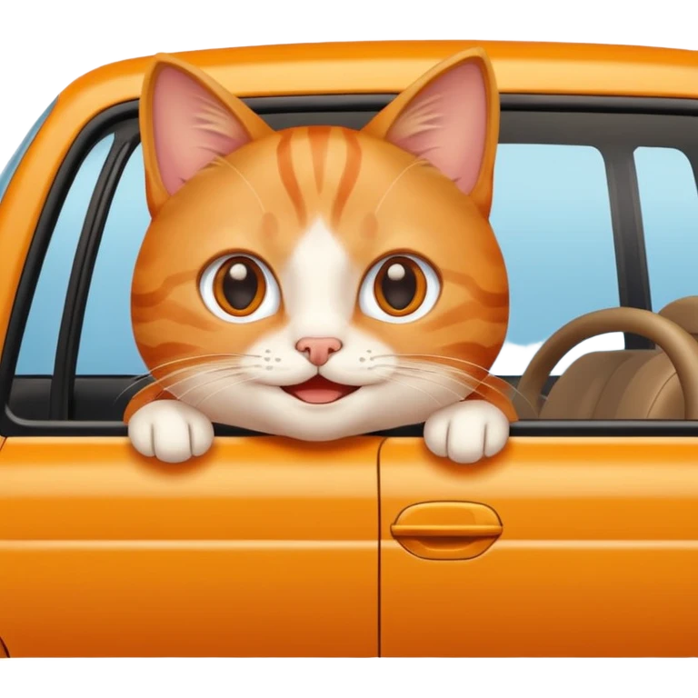 cat sitting in a car, emoji style emoji