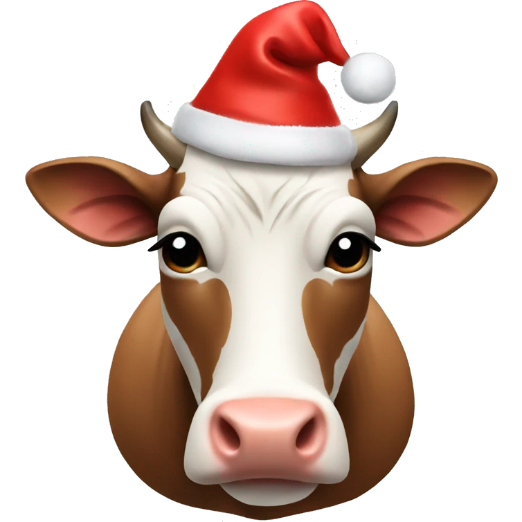 Cow with Christmas hat emoji
