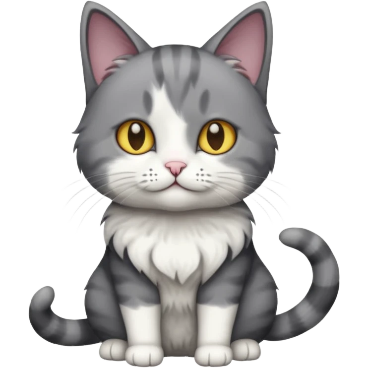 full body large short hair dark grey and white cat emoji