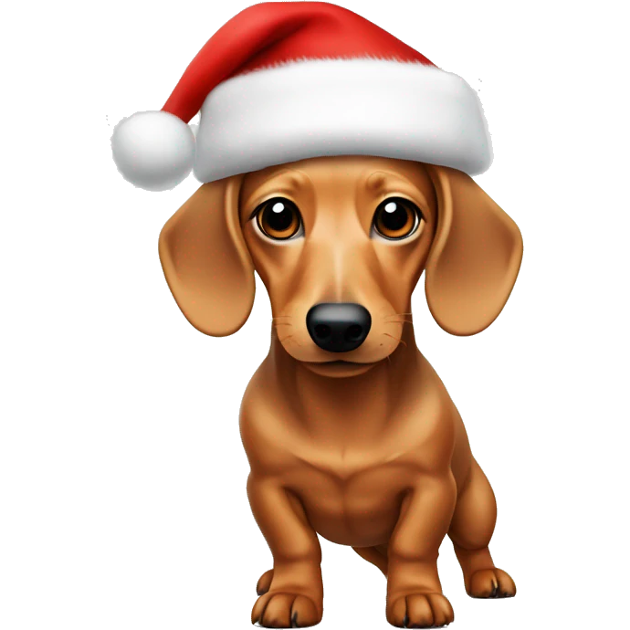 Blonde dachshund with a Santa hat on emoji