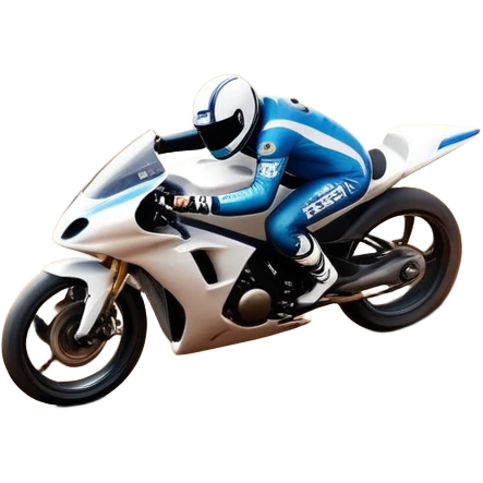 A high-speed racing car or motorcycle zooming down a track, leaving a trail of dust and excitement. The scene conveys energy and adrenaline, with blurred motion showing the speed and precision of motorsport, set against a dynamic racing track backdrop. emoji