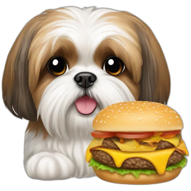 Shih tzu with cheeseburger emoji