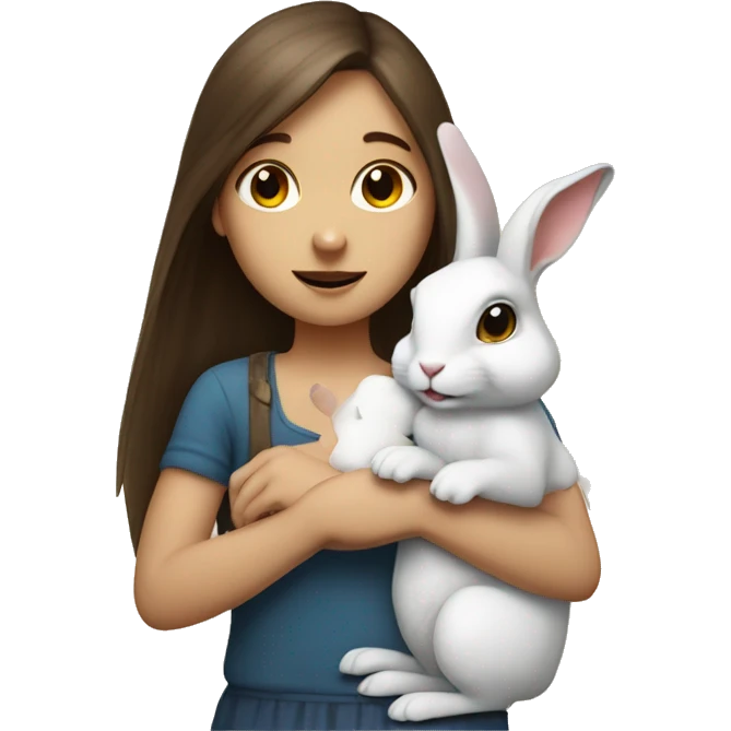 а rabbit holding a hazelnut with a white skin brunnete girl emoji