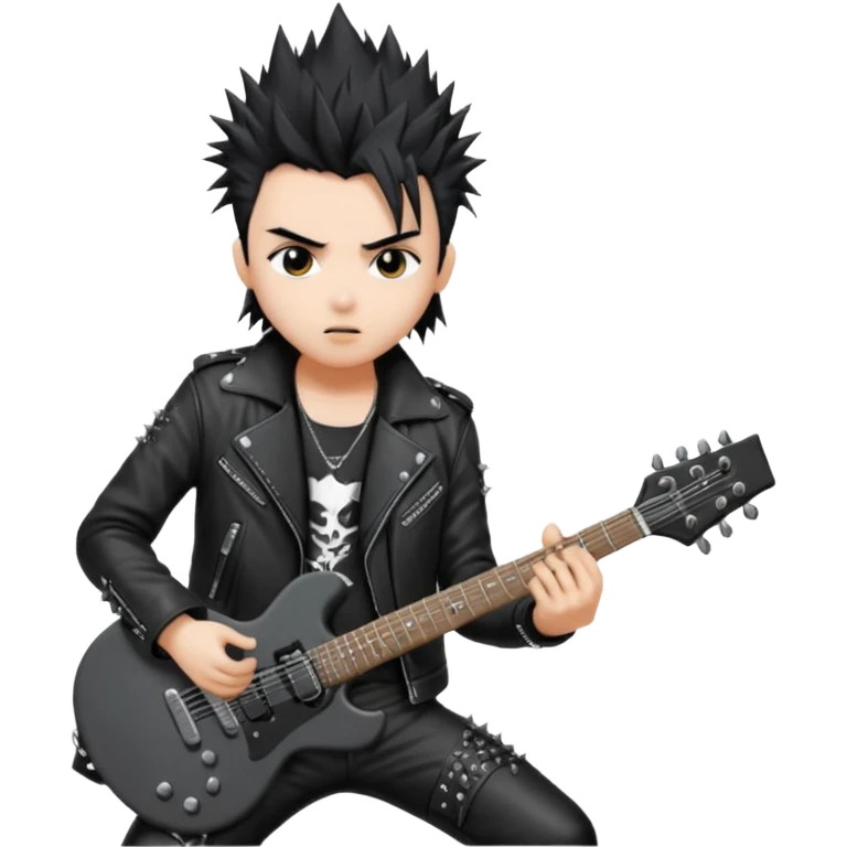 a kpop idol plying a heavy metal guitar emoji