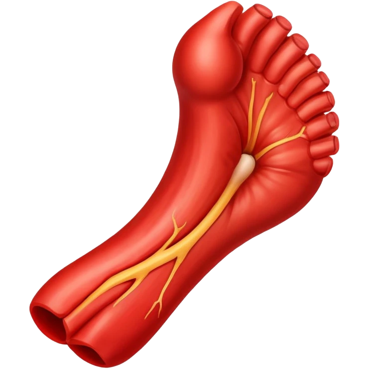 Inflamed red tendon with pain marks emoji
