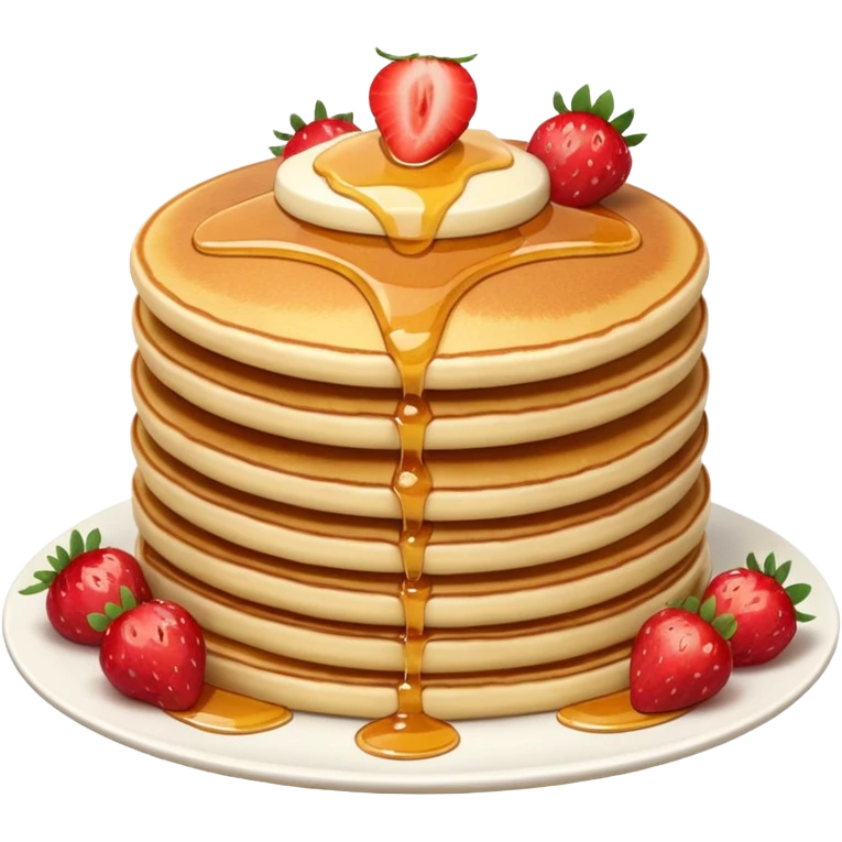 a stack of pancakes with strawberry  emoji