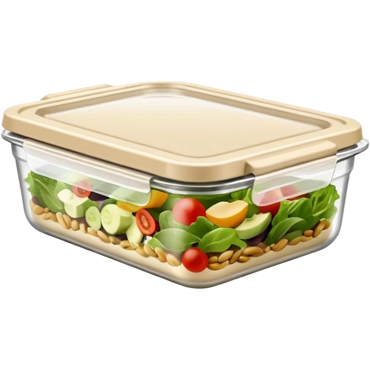 beige glass meal prep container for garden salad emoji