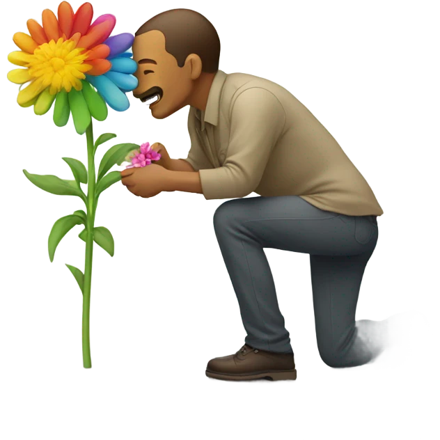Guy sniffing flower  emoji