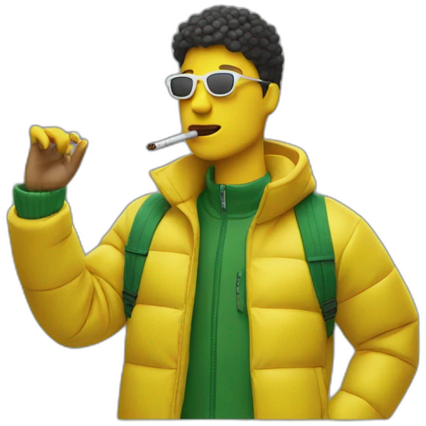 smoker with lacoste yellow puffer emoji