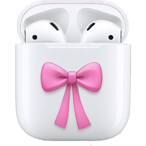 AirPods with pink bow  emoji