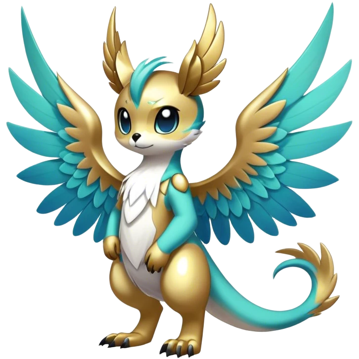 Anthro Sona Cool Edgy Cute Colorful Shy Winged Shiny Fakemon-Fantasy-Creature Full Body emoji