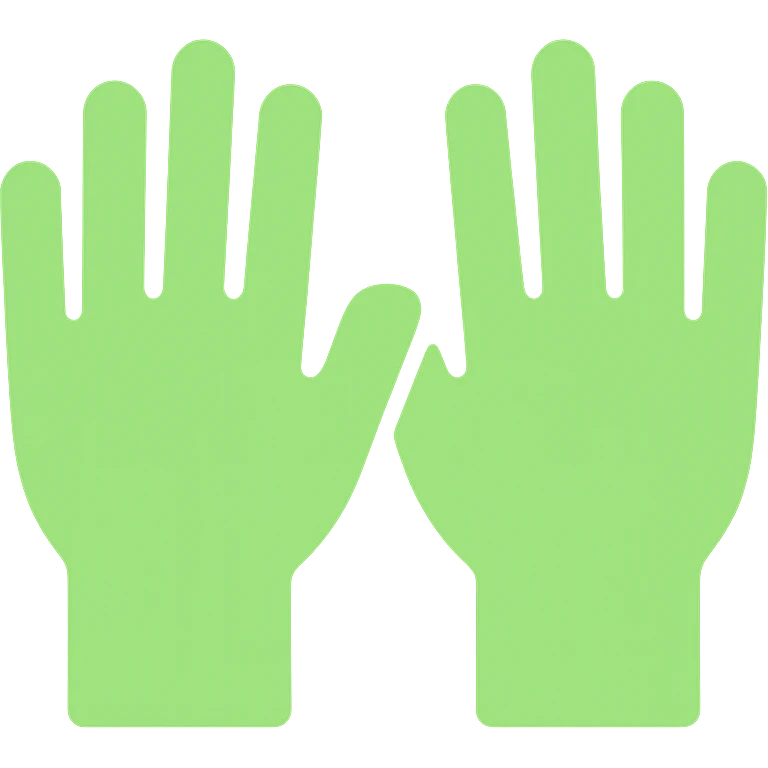 two neon green hands raised in the air, color filled, bold and clear emoji