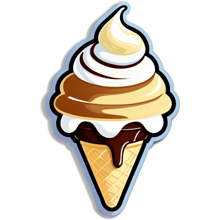 Vanilla ice cream with chocolate sauce emoji