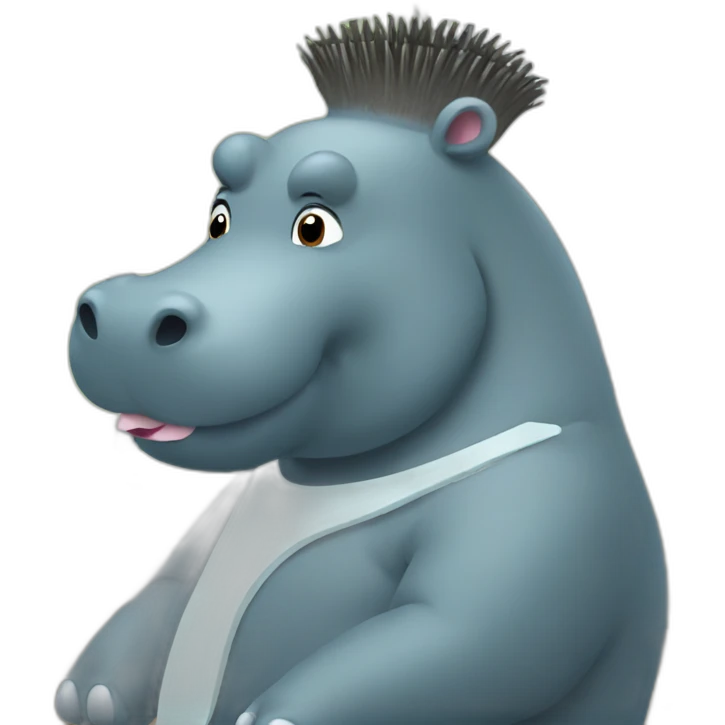 Hippo getting a haircut emoji