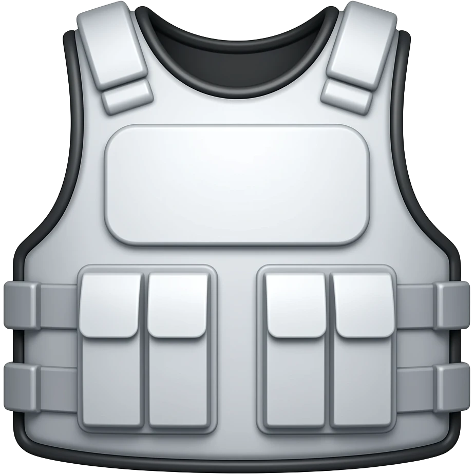Chaleco antibalas con negro los contornos y blanco lo demas, sin mangas emoji