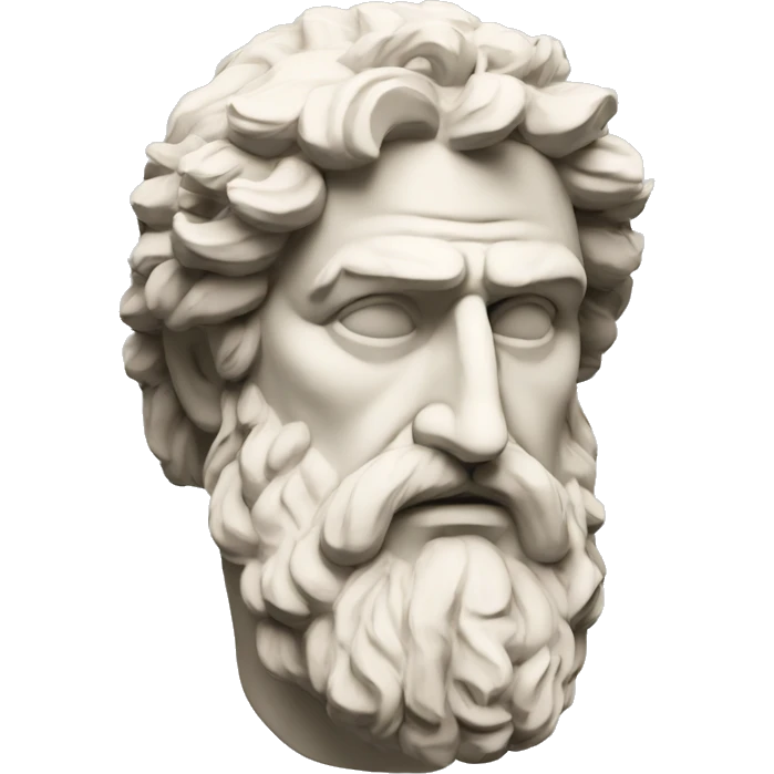 Ancient Greek King Odysseus Statue Face Only, Sad, Off-white emoji