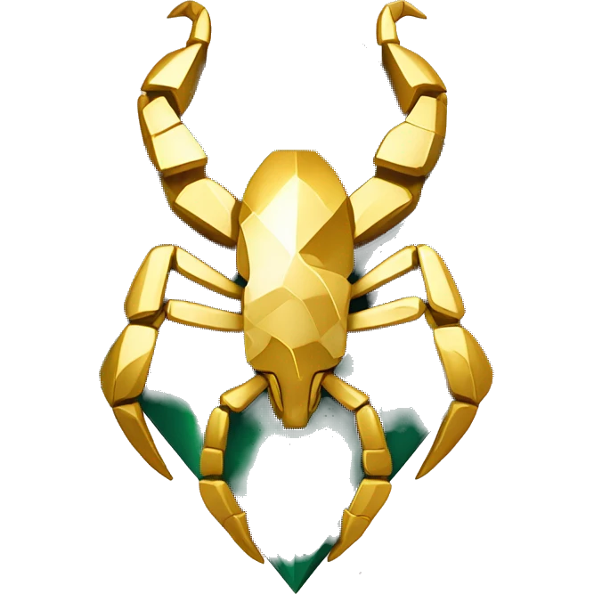 Scorpion Golden isotope Superman diamond green and blue world behind gold perfectly symetrical emoji