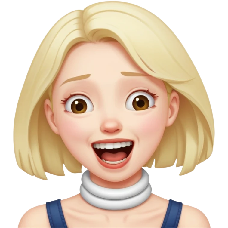 Girl choking her neck kinnda laughing but more anxiety emoji