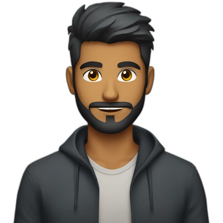 sri lankan 25 year old handsome and stylish guy with a beard and a evil smirk emoji