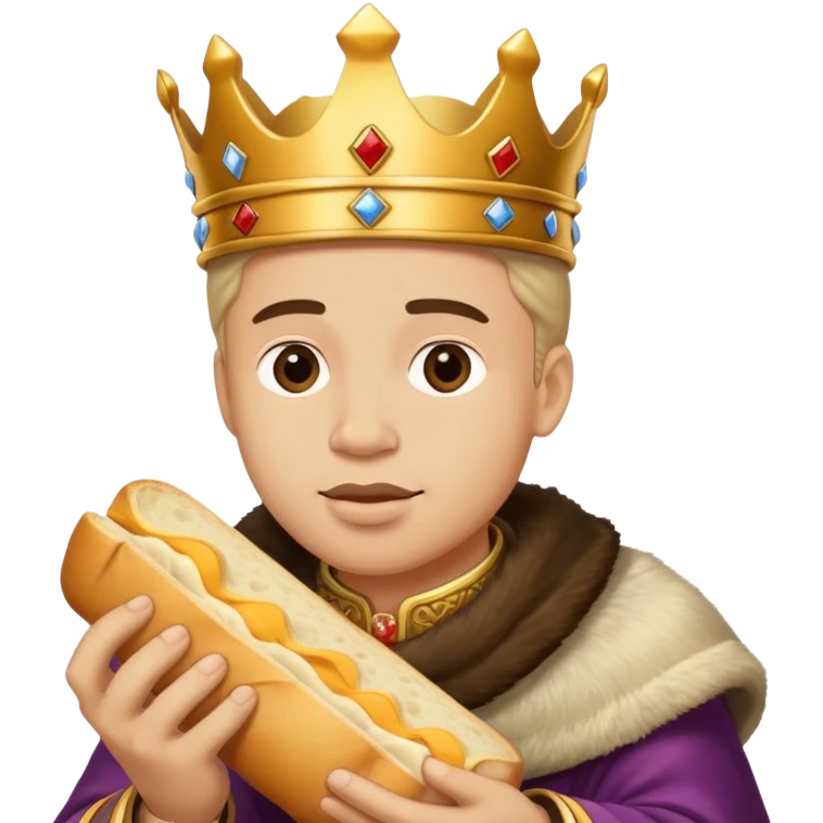 photorealistic king eats bread emoji