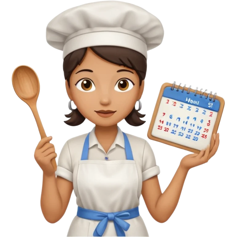 cocinera mujer con calendario emoji