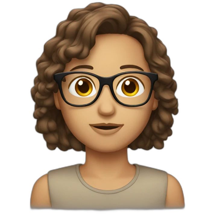 Brown hair glasses emoji