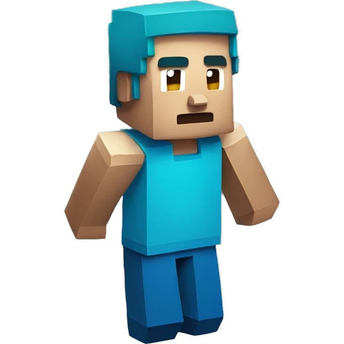 Steve from minecraft with blue tshirt emoji