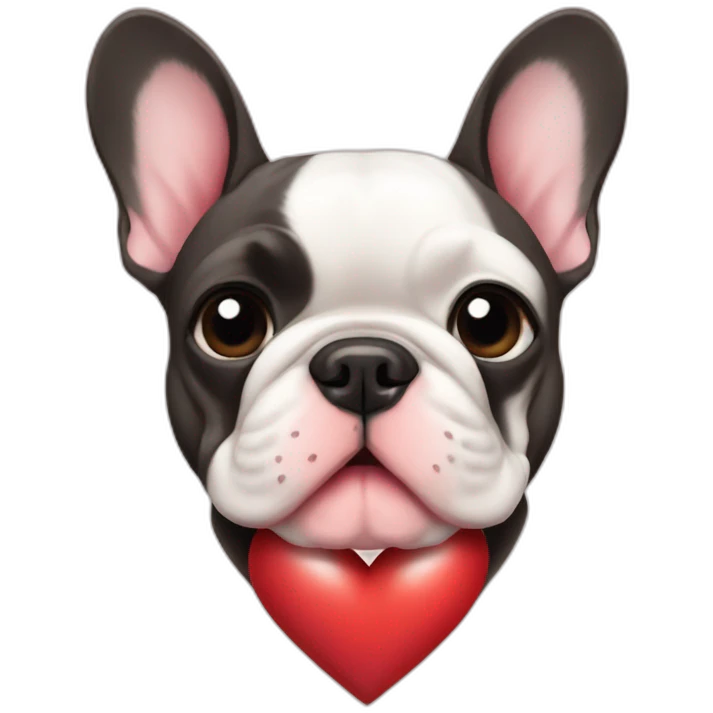 a French bulldog that makes a heart emoji