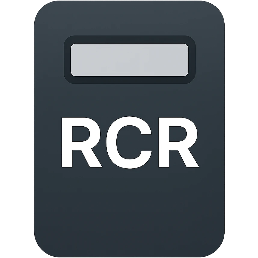 black riot shield with RCR in white, rectangular viewing window, modern flat icon style emoji