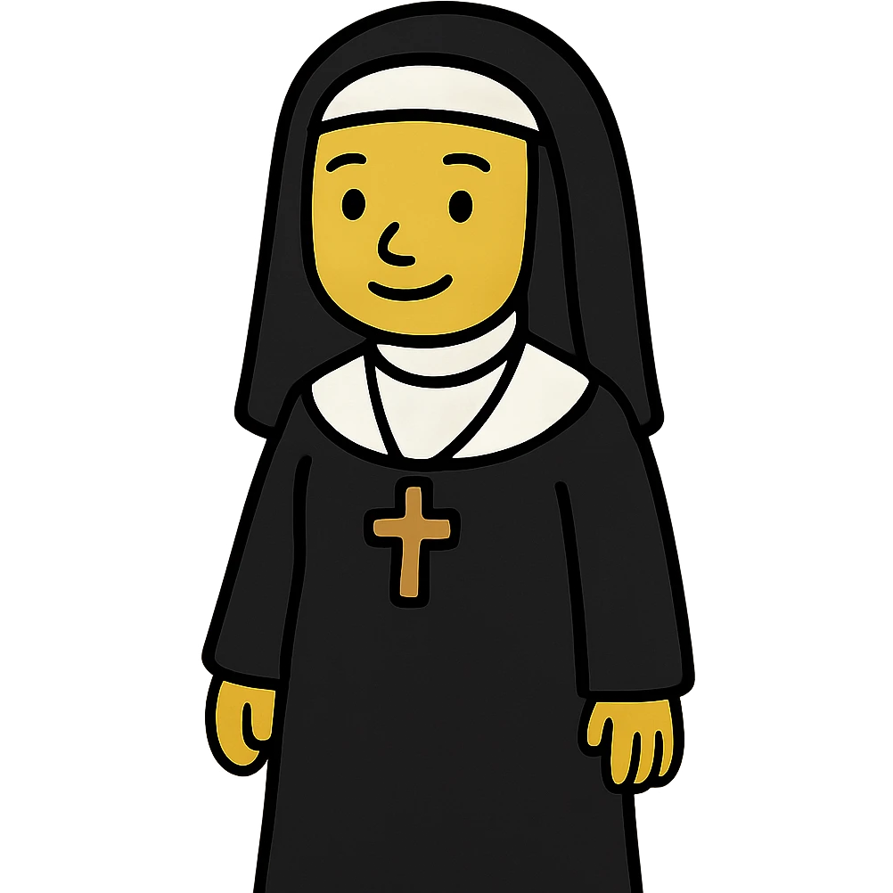 flat toon style nun with yellow skin emoji