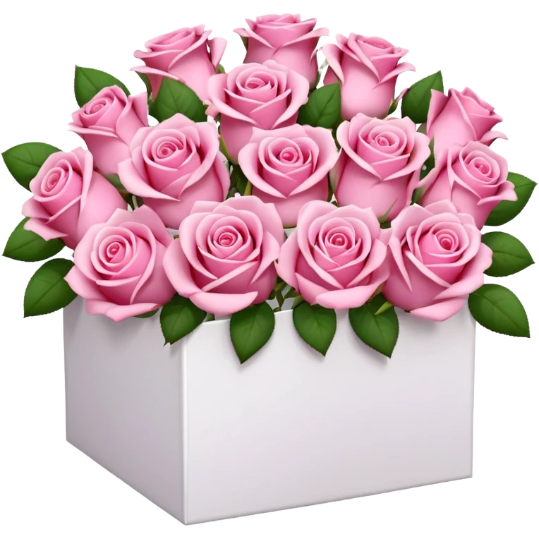 bouquet of pink 30 roses in a white box emoji
