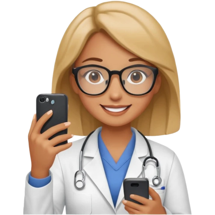 A cute veterinarian girl that watching a movie on her phone emoji