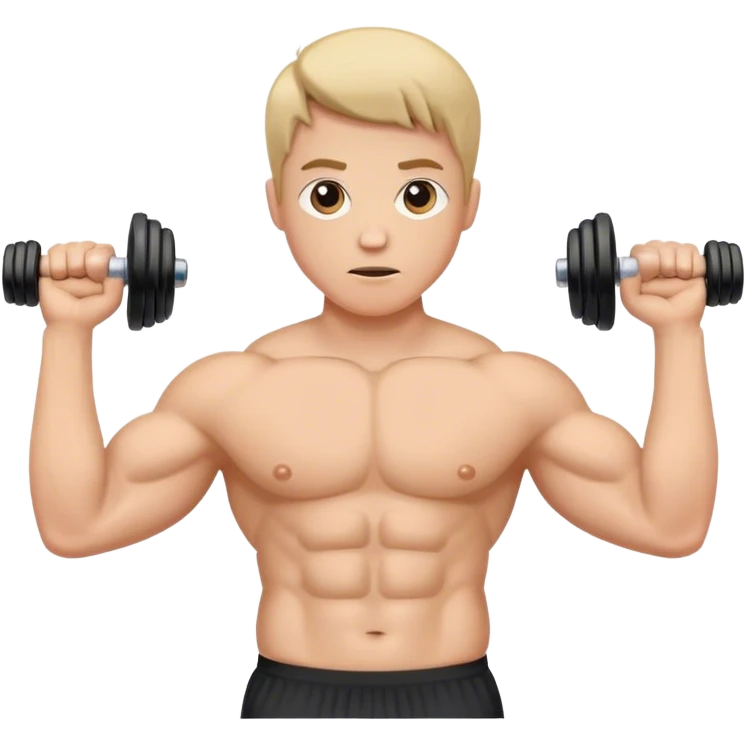 holding dumbbells by hip-side and shrugging shoulders up emoji