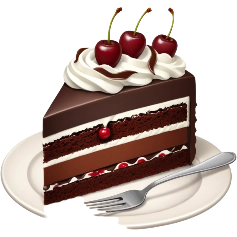 black forest gateau slice with fork and plate emoji