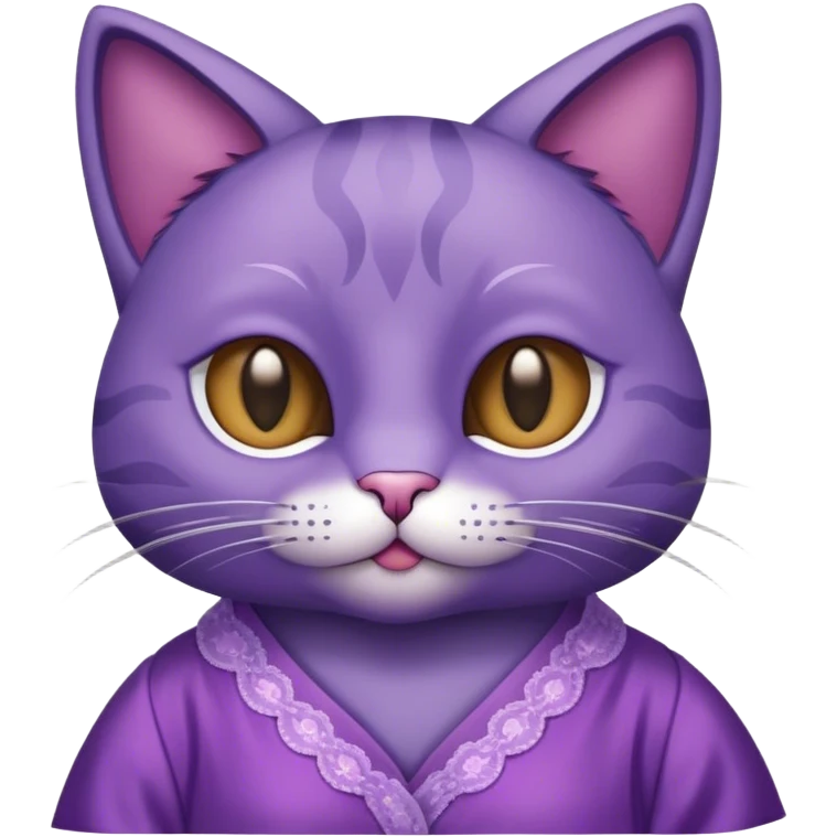 A purple anthrophomic cat wearing a purple nightgown  emoji