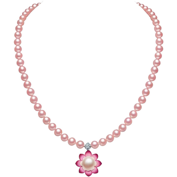 bright pink pearl necklace with small flower in middle emoji